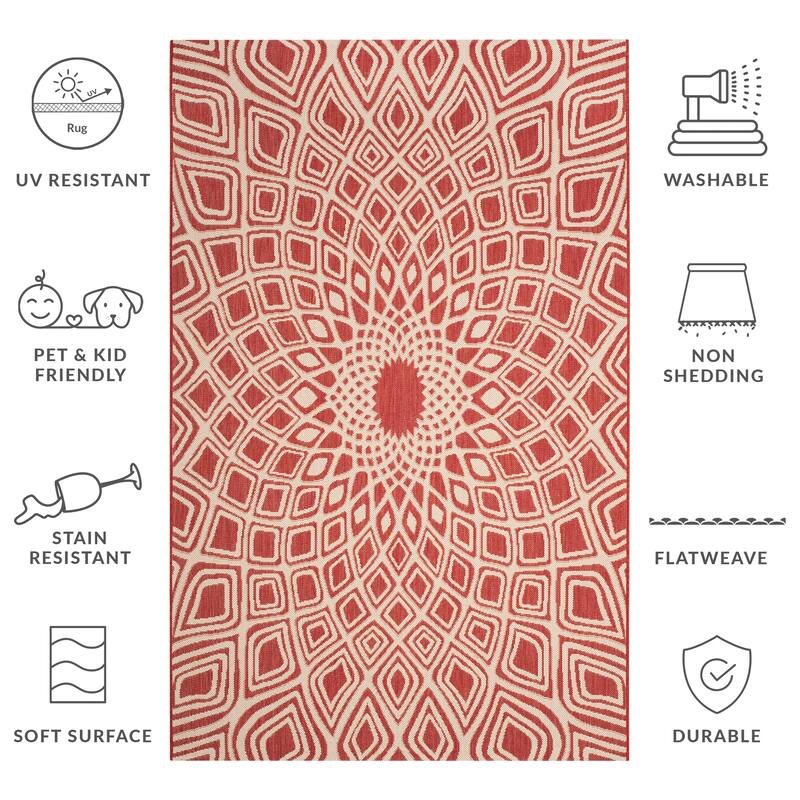 SAFAVIEH Courtyard Misako Indoor/ Outdoor Waterproof Patio Backyard Rug