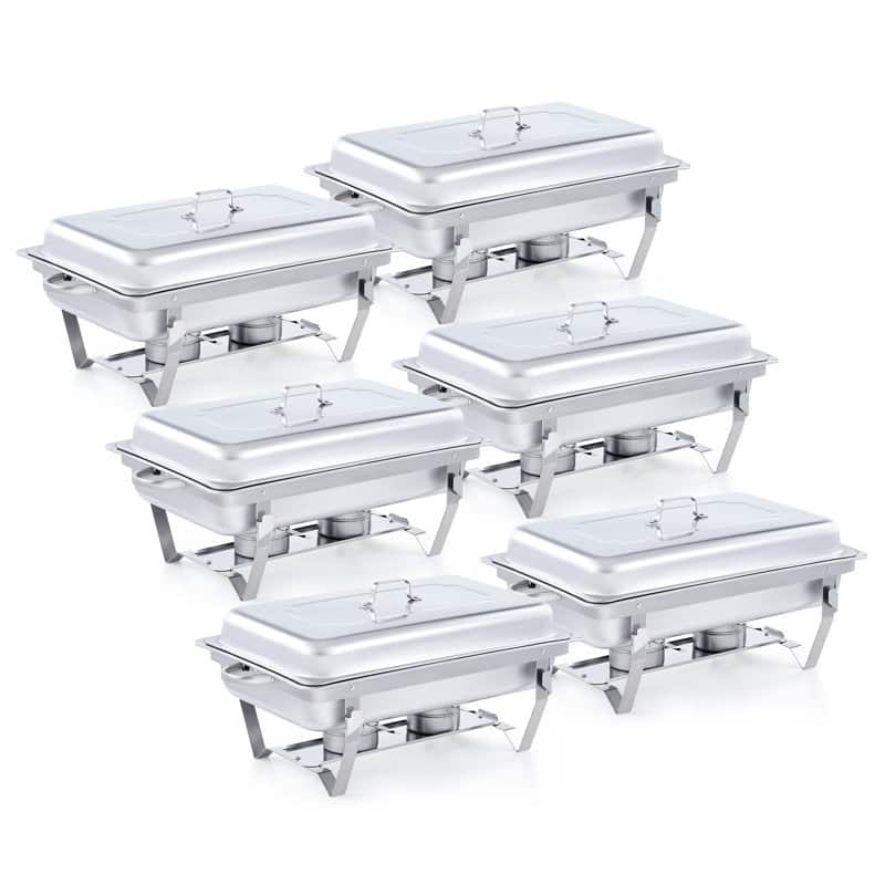 6 Packs Stainless Steel 8 Quarts Rectangle Chafing Dish