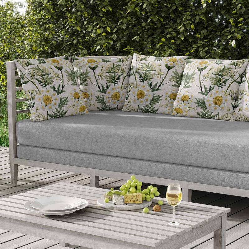 Millefolium Harmony Indoor/Outdoor Reversible Throw Pillow White and Green