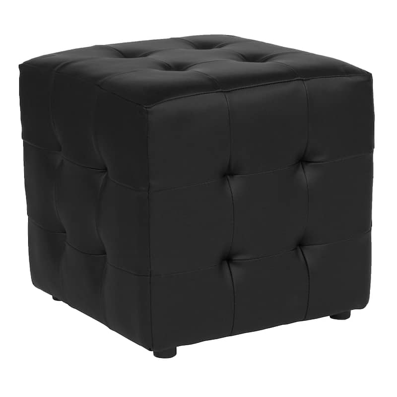 Tufted Upholstered Cube Ottoman Pouf