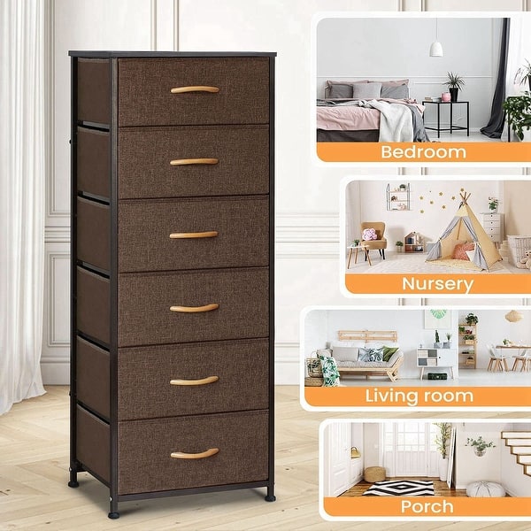 Brown Wood Chest Cabinet for Office, 26'' x 13'' x 29'' Durable MDF Wood  Chest Cabinet with Metal Handles, Simple Bedroom Furniture Chest of Drawers