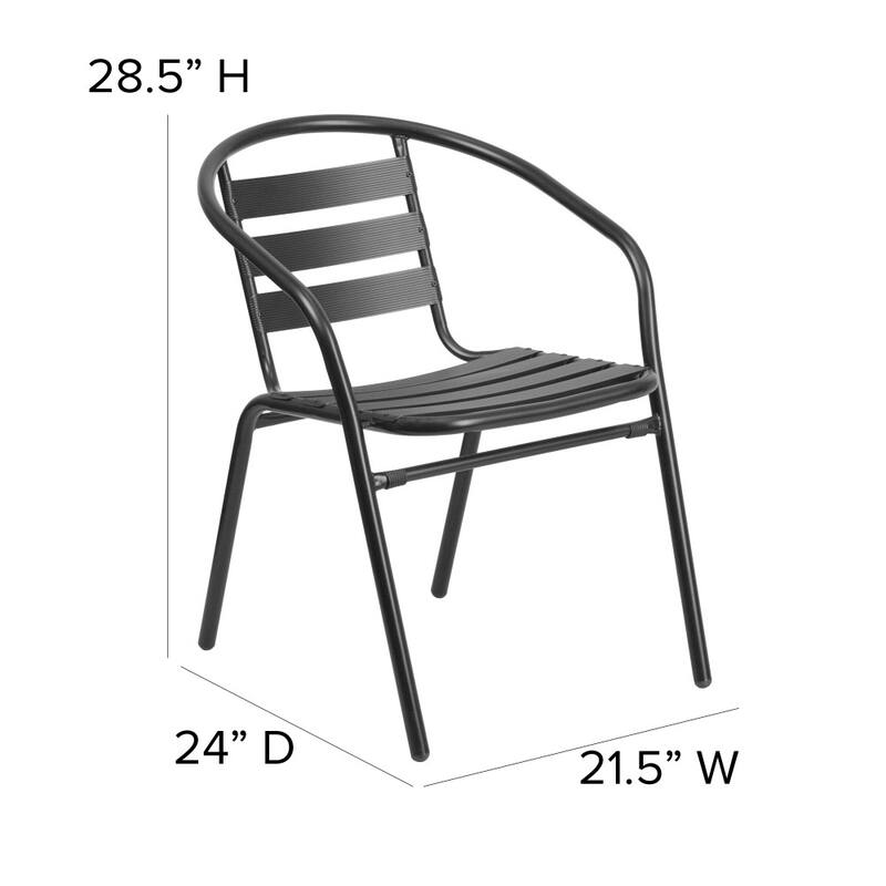 23.5" Round Aluminum Indoor-Outdoor Table Set with 2 Slat Back Chairs