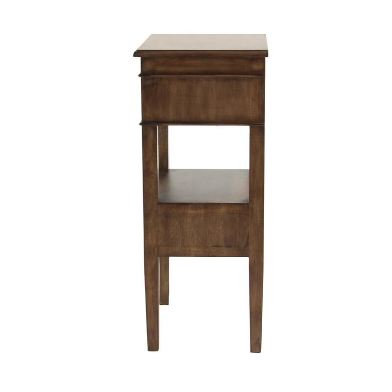 Contemporary Wood 2 Drawers and 1 Shelf Accent Table - Light Brown, White, Brown