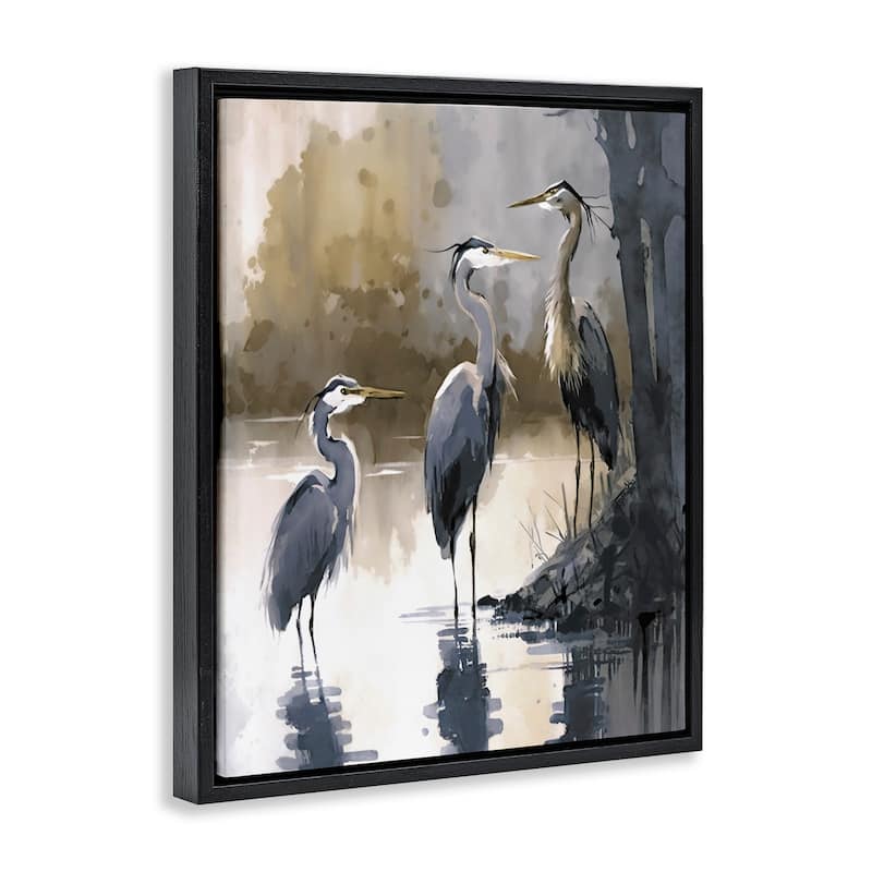 Stupell Lake View Herons Framed Floater Canvas Wall Art Design by Ray Powers