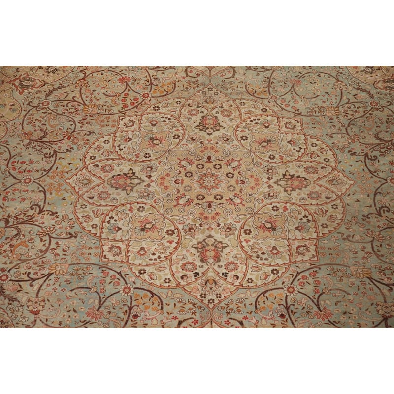 Pre-1900 Antique Tabriz Haj Jalili Persian Rug Handmade Wool Carpet - 14'5" x 17'2"