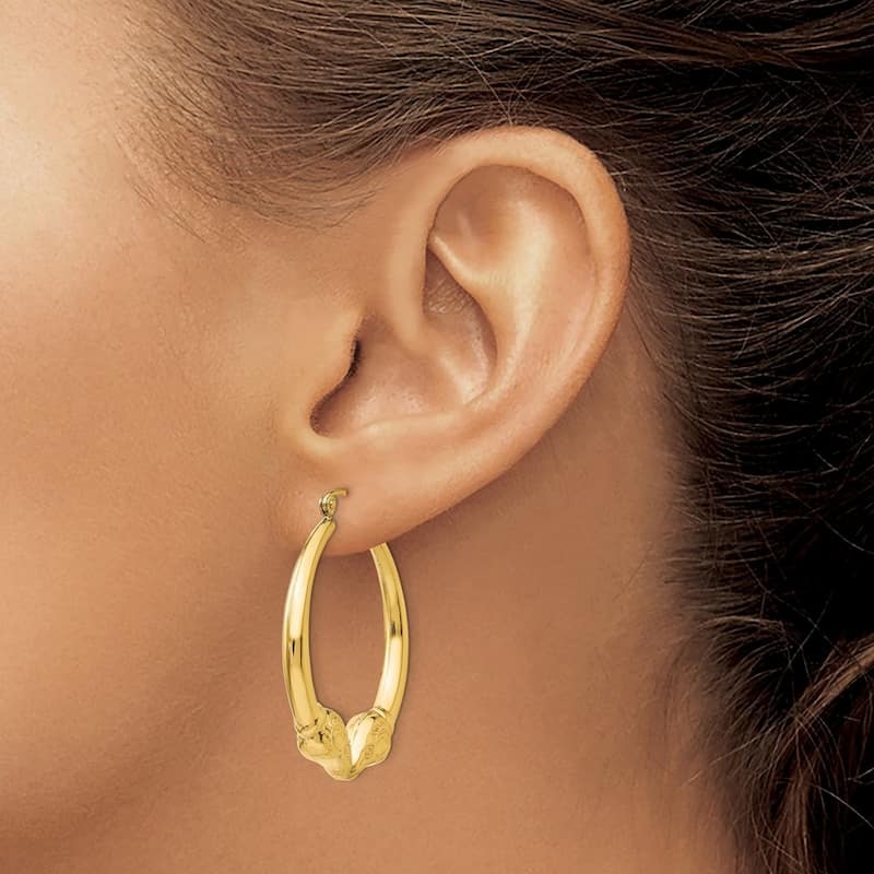 Curata 14k Yellow Gold Polished Ram Hoop Earrings - 35.07x32.3mm
