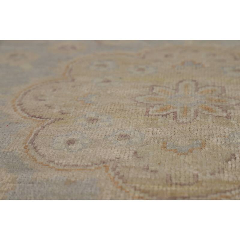 Vegetable Dye Oushak Turkish Area Rug Hand-Knotted Wool Carpet - 8'11" x 11'11"