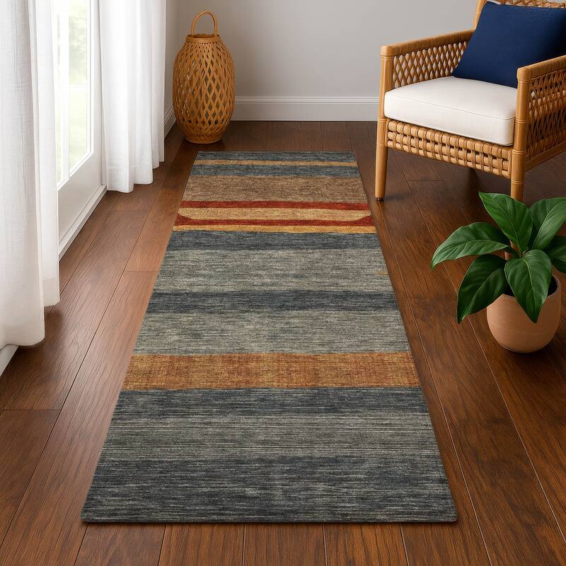 Premium Washable Super Soft Casual Contemporary Mayfield Rug - Blue - 2'3" x 7'6"