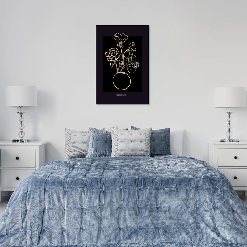 Wynwood Studio Canvas Floral and Botanical Simple lines Flowers Black and Eggshell Modern & Contemporary Wall Art Canvas Print - 24 x 36