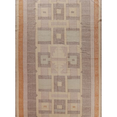 Modern Kilim Turkish Area Rug Flatweave Jute Carpet - 10'8" x 13'1"