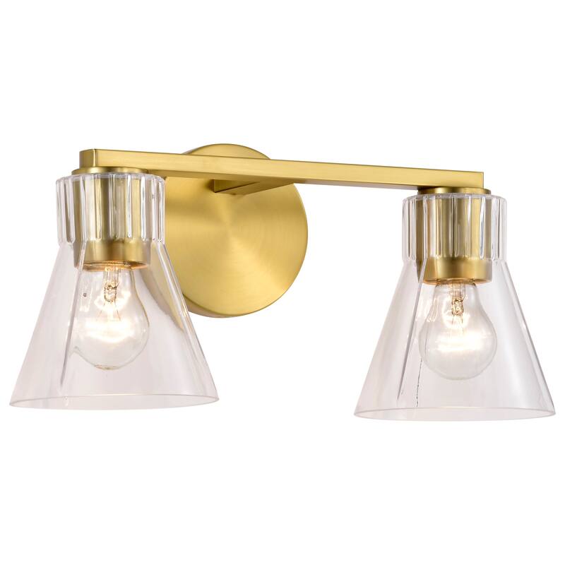 Gianna 2 Light Vanity Vintage Brass Finish Clear Glass - Vintage Brass