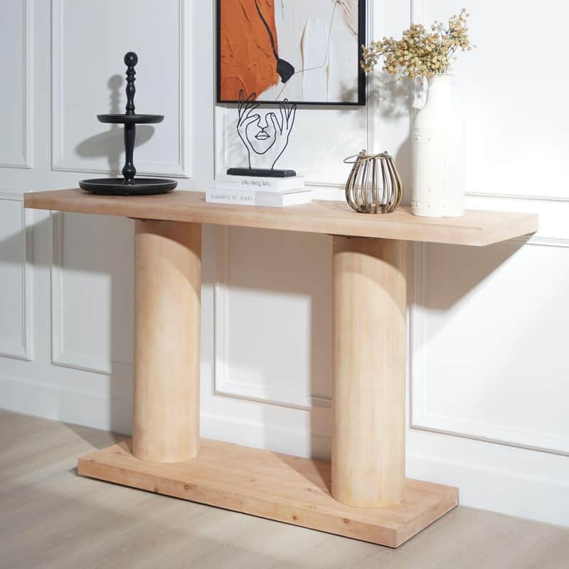 Modern 59" Wooden Console Table with Pedestal Base for Elegant Entryway Decor