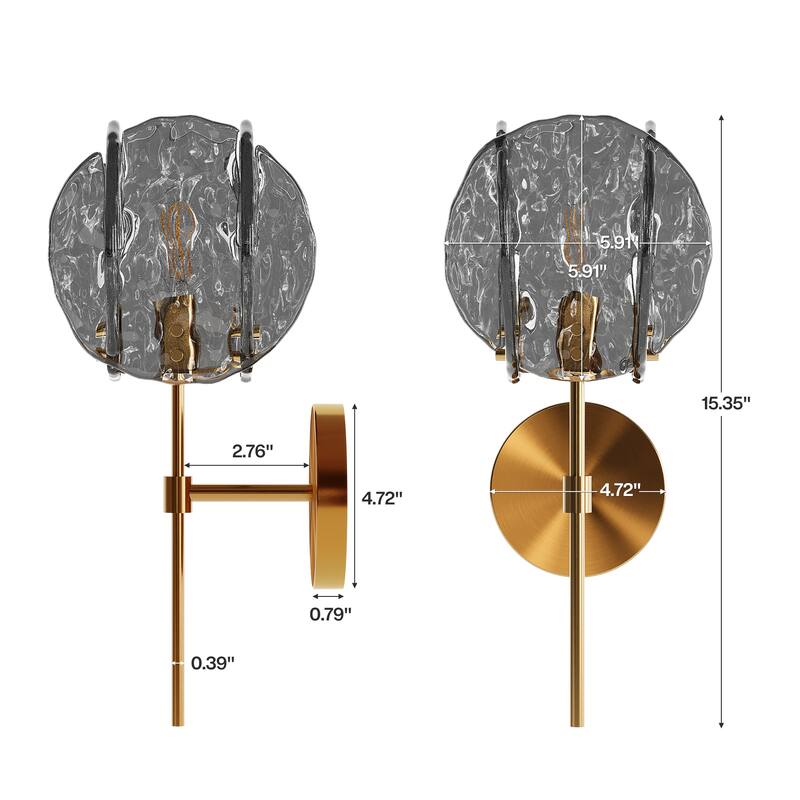 Iron Glass Mini 5.9"W Armed Sconce - N/A
