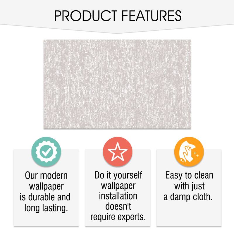 SUSSEXHOME Removable Wallpaper-Waterproof, Strippable, Light Resistance & Cleanable Wall Paper Roll-Wallpaper-Concrete