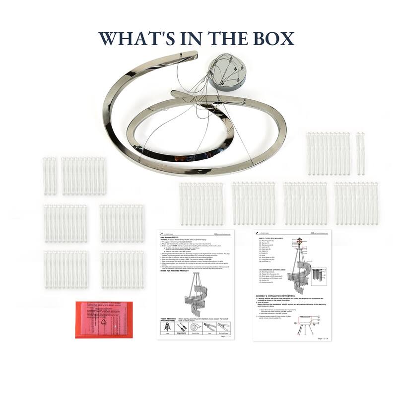 Modern LED 1-Light Luxury Water Curtain Glass Chandelier for Dining Living Room - 31.5" Dia. x 45.5" H