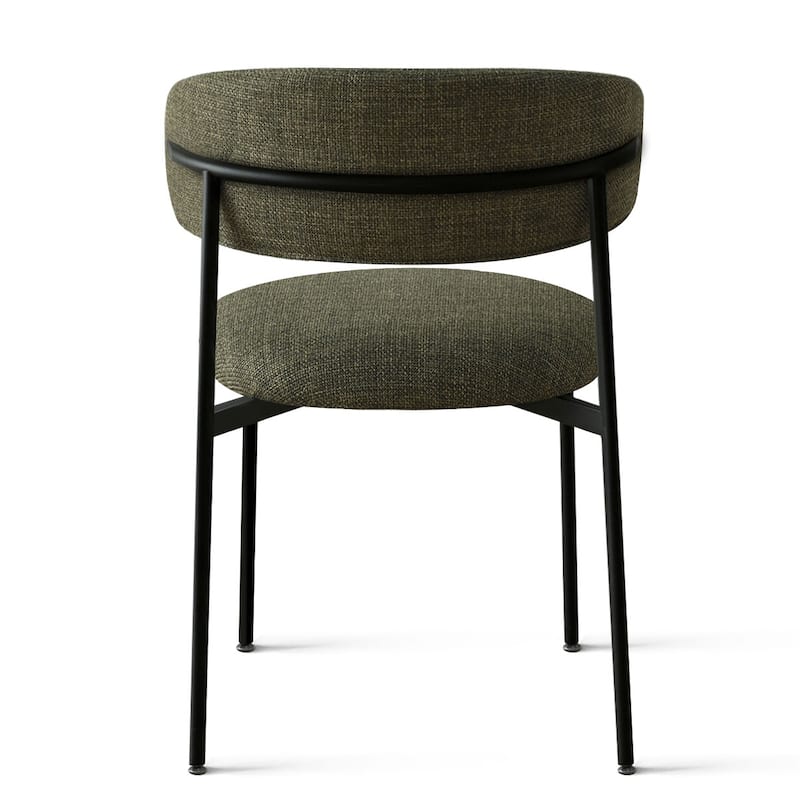 Modern Upholstered Dining Chairs with Curved Open Back and Black Metal Legs (Set of 4)