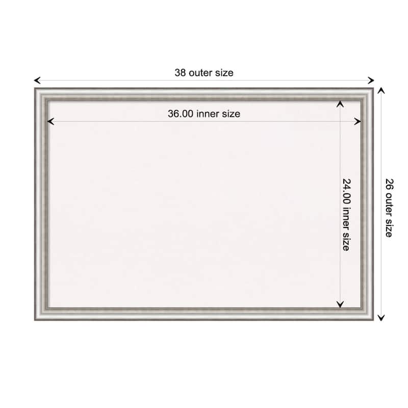 Salon Silver Narrow Framed White Corkboard Bulletin Board - Board Size 36x24