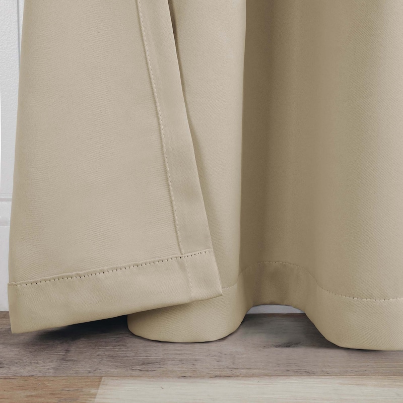 Superior Solid Machine Washable Room Darkening Curtains with Back Tabs, Set of 2