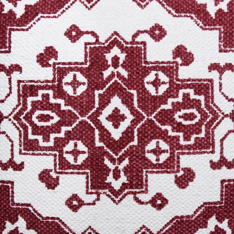 Meldi Bohemian Red/White Medallion Cotton Throw Pillow by Sevita