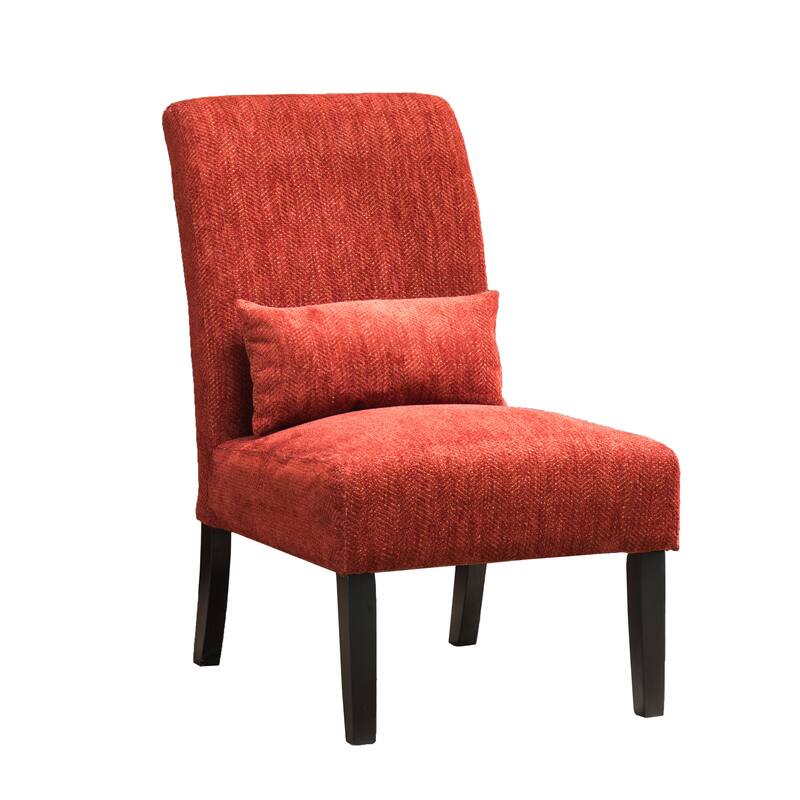 Contemporary Chenille Fabric Armless Accent Chair with Pillow, for Living Room
