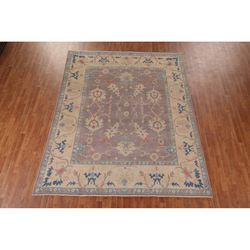 Earth Tone Oushak Oriental Area Rug Handmade Wool Carpet - 8'3" x 9'10"