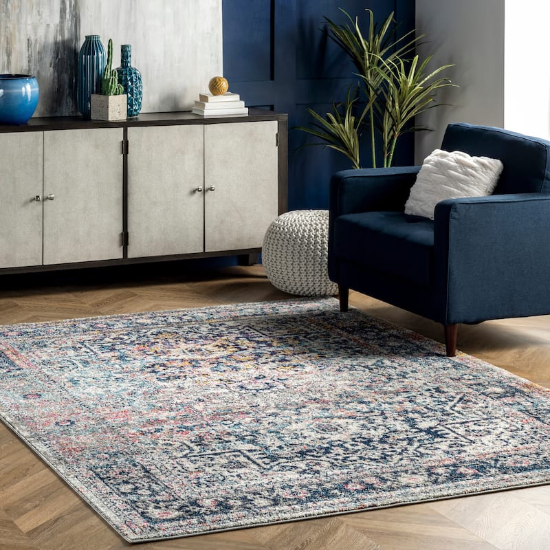 Nuloom Lilah Vintage Medallion Area Rug - 6'7" x 9' - Blue