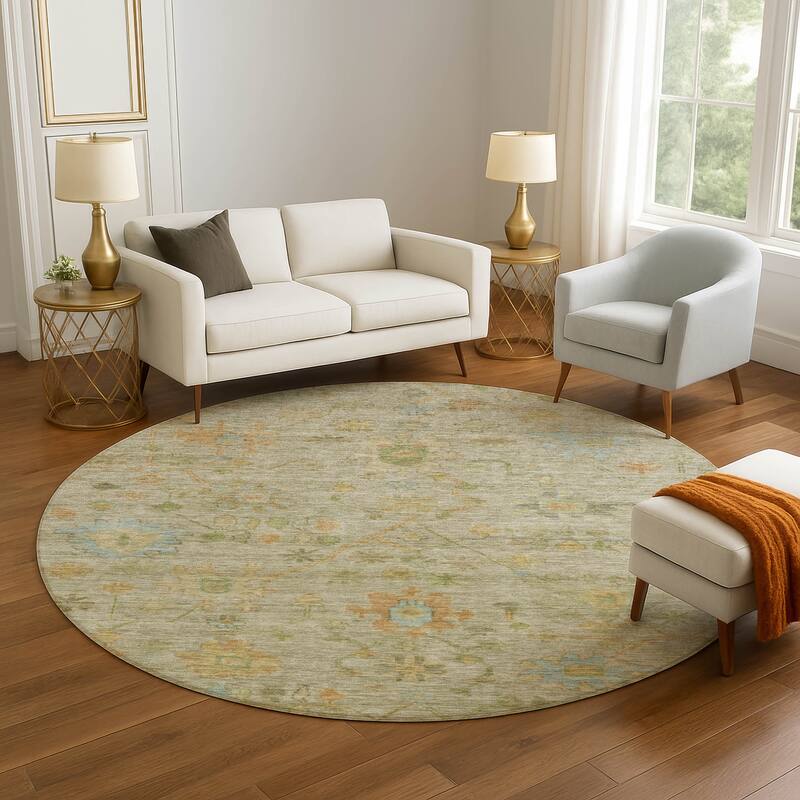 Premium Washable Super Soft Farmhouse Traditional Mayfield Rug - Sage - 8' x 8'
