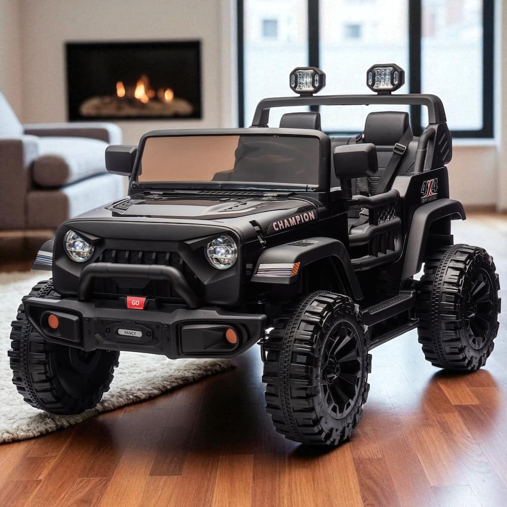 24V 2-Seater Kids Electric Car with 400W Motor, Remote Control, 4-Wheel Suspension, Bluetooth Music, USB/MP3 & LED Searchlights