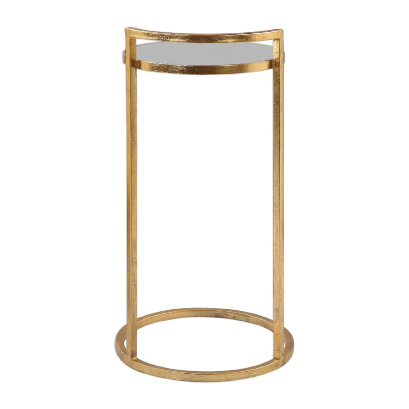 30" gold elegant accent table with a mirrored top