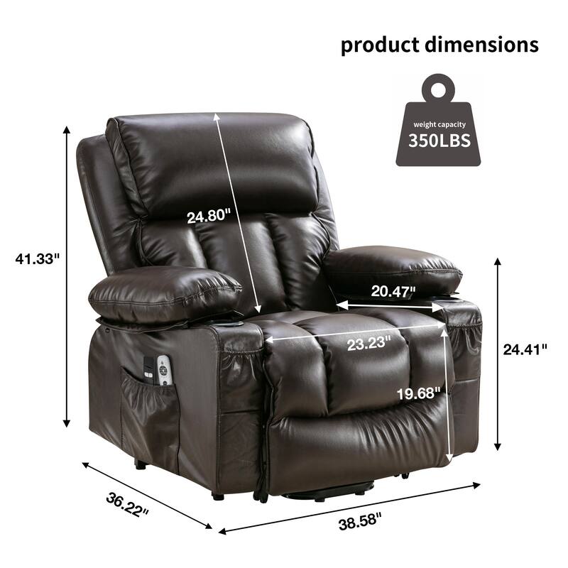 Large Power Lift Recliner Chair with Heat & 8‑Point Massage