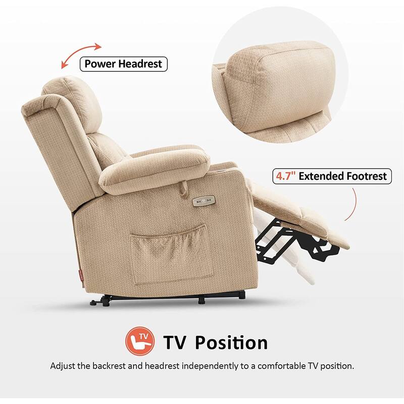 MCombo Lay Flat Lift Recliner with Power Headrest for Small Elderly People, Infinite Position Lift Chair, Fabric 7660