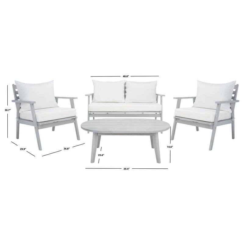 SAFAVIEH Outdoor Deacon 4-piece Conversation Patio Set. - 49" W x 30" D x 31" H