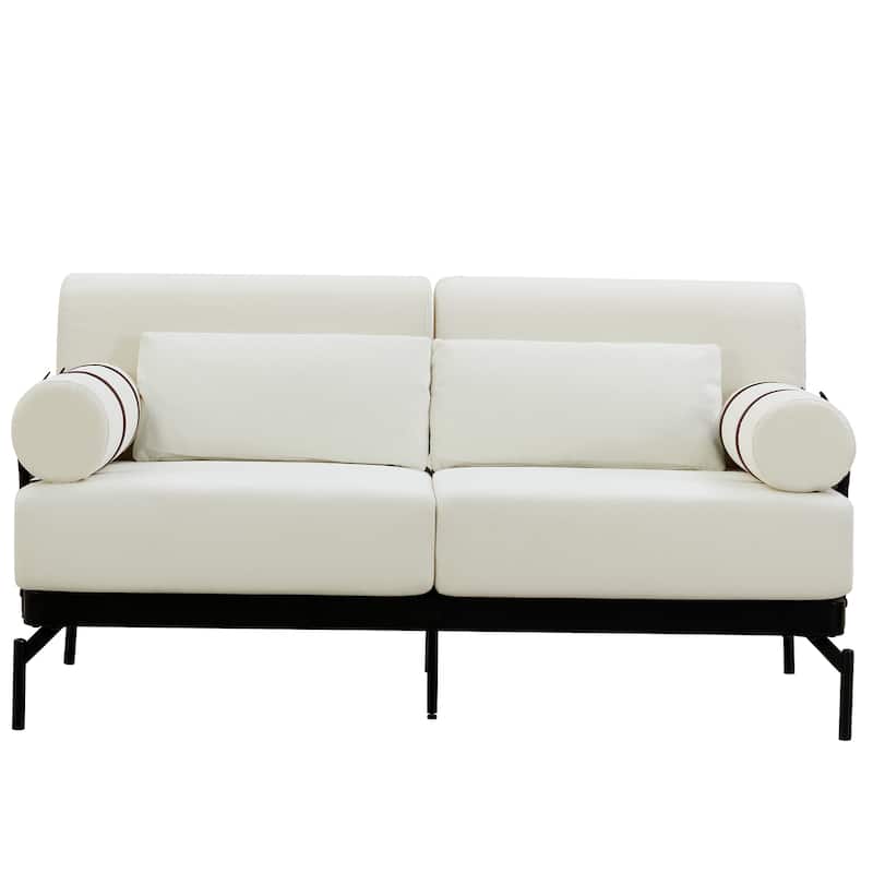 Modern Loveseat Sofa 59" Sofa Couch 2-Seater Sofa With Flexible Usb Ports , Unique Cylindrical Armrests