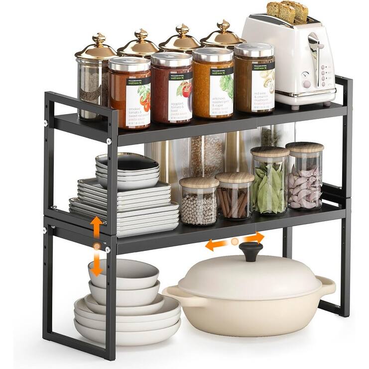Expandable kitchen Countertop Organizer -  Black, 2 Pack