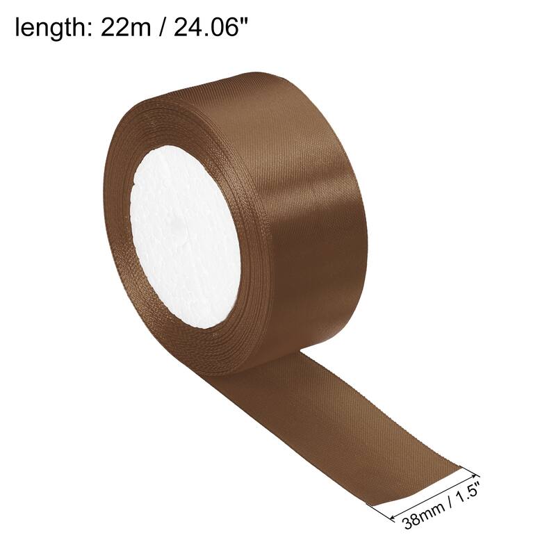 Satin Ribbon Double Face Crafts Roll for Party DIY Wrapping Decoration - Light Brown