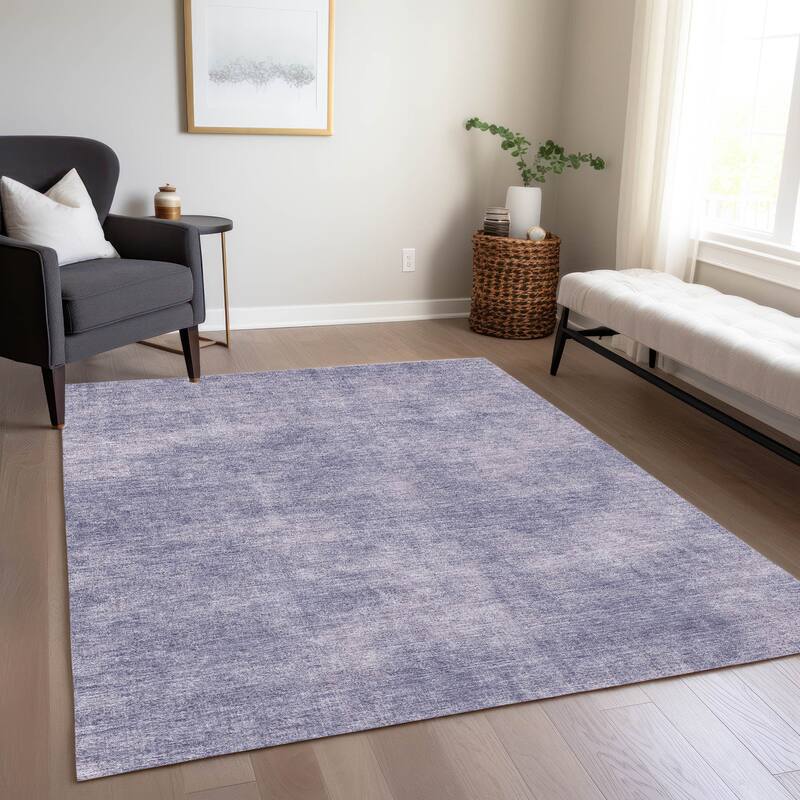 Machine Washable Indoor/ Outdoor Simple Solid Chantille Rug