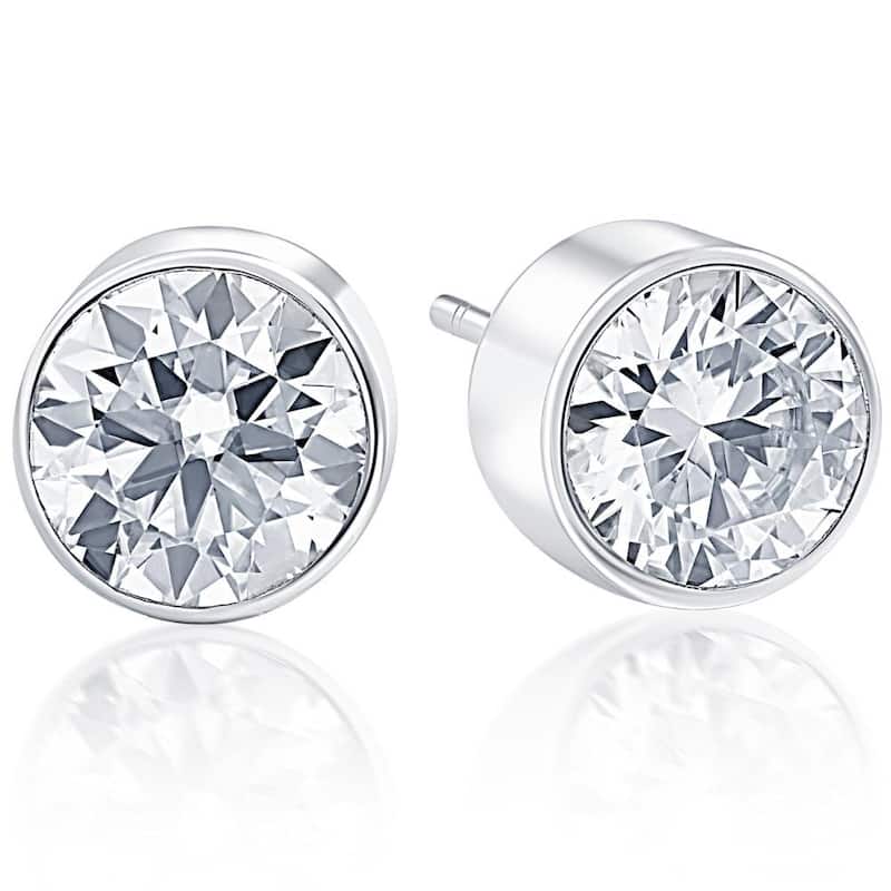 .40Ct Round Brilliant Cut Natural Diamond Stud Earrings in Gold Round Bezel Setting