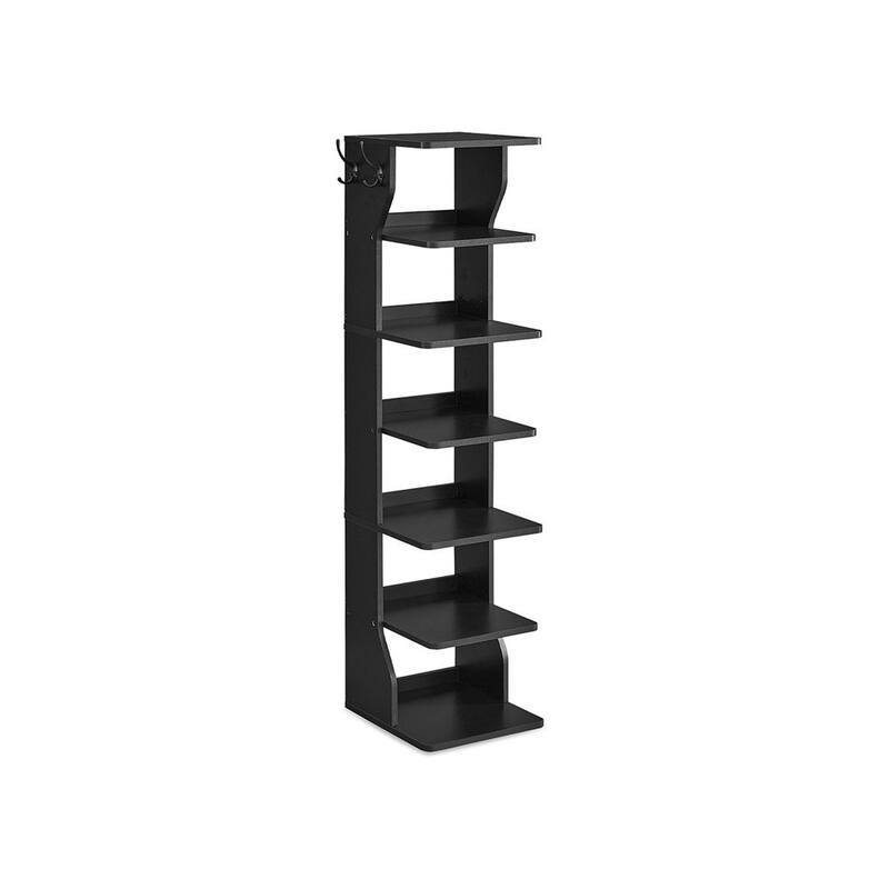 Metal Space-Saving 7-Tier Slim Shoe Storage Rack with Durable Shelves - 11.8”D x 10.4”W x 43.5”H - Black