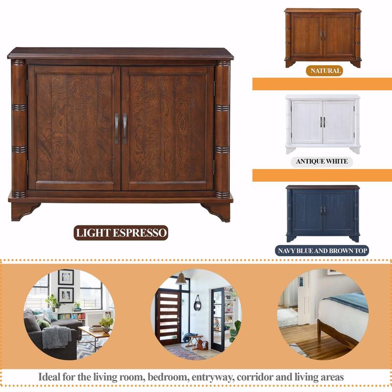 40" Retro Console Table with Adjustable Storage Shelf