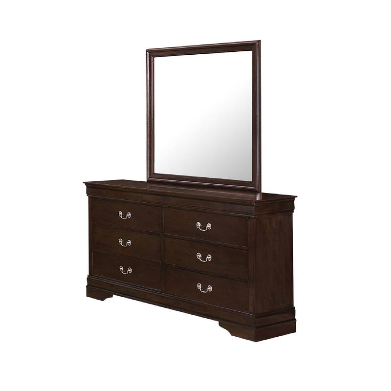 Nim 4pc Queen Sleigh Bedroom Set, Nickel Handles, Dark Brown