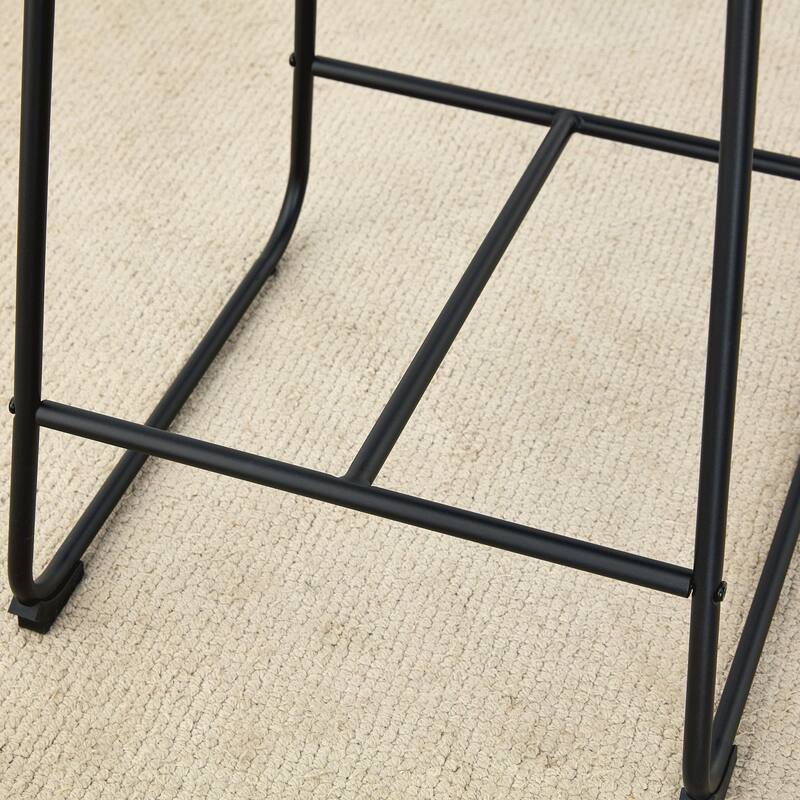 PU Leather Bar Stools Set of 2, Counter Height Bar Stools with Back and Footrest, Kitchens Island Chair with Metal Legs