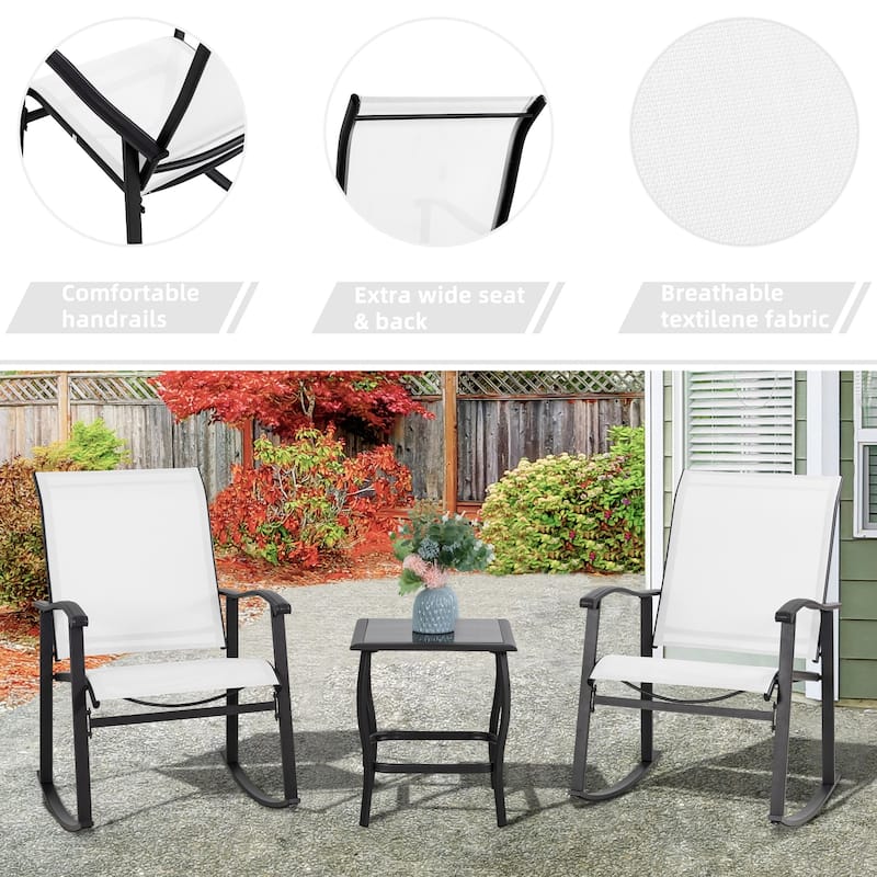Futzca 3 Piece Outdoor Rocking Bistro Set - N/A