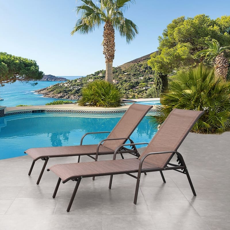 Pellebant 2/4PCS Outdoor Adjustable Patio Chaise Lounge Chairs
