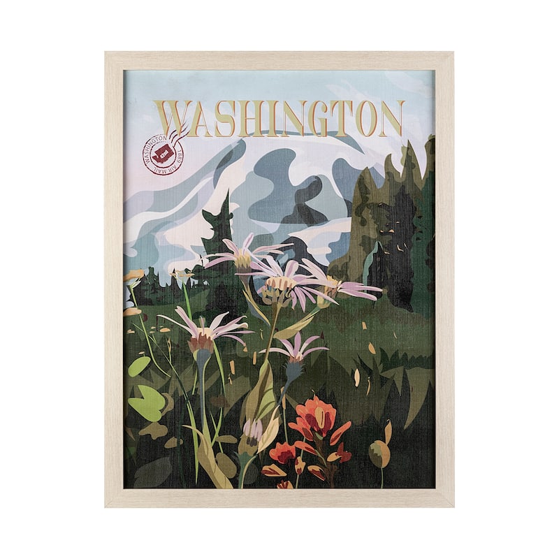 Washington State "Go" Series Made To Order Canvas Art - 33 x 43 - Wood - Brown