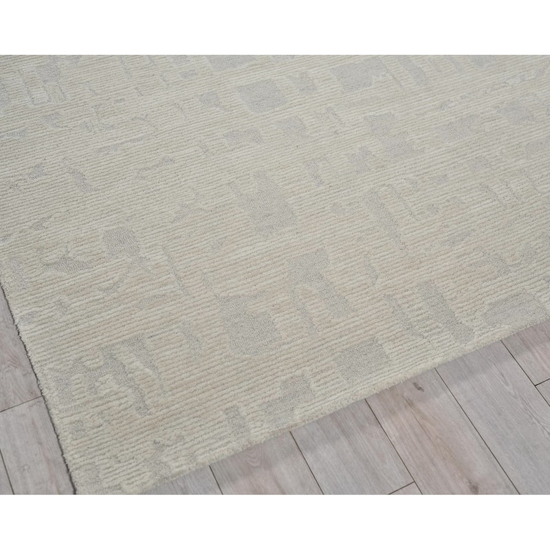 Exquisite Rugs Aspen Handmade Hand-tufted New Zealand Wool on Canvas Silver/Ivory Area Rug