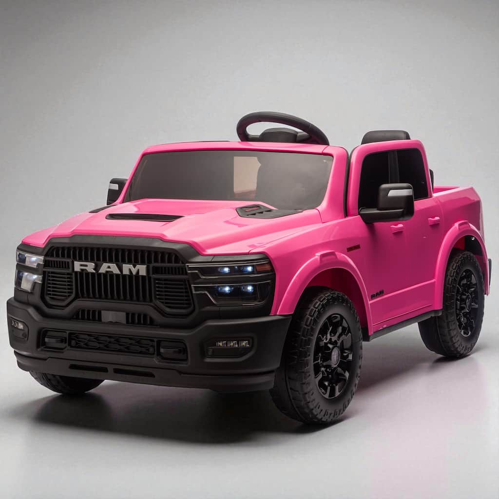 24V Licensed Dodge RAM 2500 Kids Ride On Truck with Remote, 2-Seater, Bluetooth Music, USB/MP3, Dual Motor & Suspension
