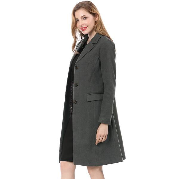 Shop Women S Notched Lapel Single Breasted Outwear Winter Coat Overstock 29037308