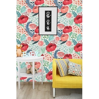 Red Poppy Flowers Removable Wallpaper - Bed Bath & Beyond - 33275163