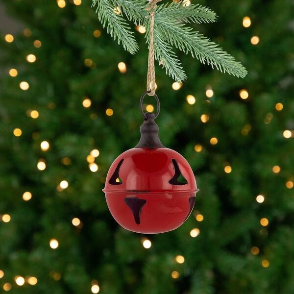 slide 2 of 8, Jingle Bell Hanging Christmas Ornament - 4" - Red