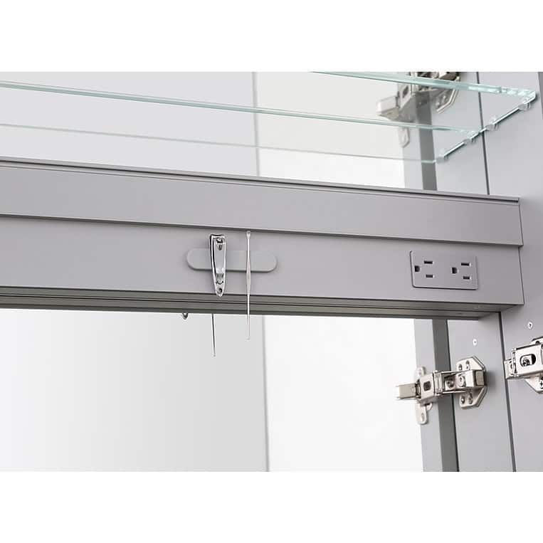 AQUADOM Royale Medicine Cabinet Defogger, 3X LED Lighted Vertically Adjustable Magnifying Mirror, Electrical Outlets.